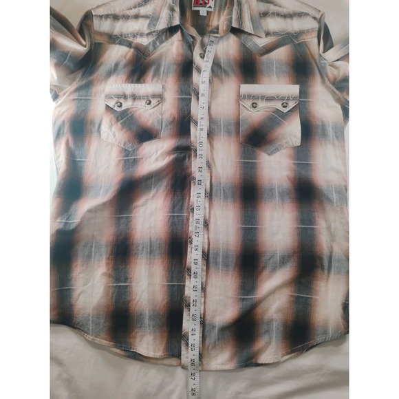 Mens B&D by Panhandle Slim Lg Long Sleeve Pearl Snap Shirt Western Wear Brown - Picture 8 of 13